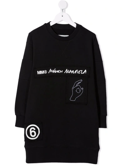 Mm6 Maison Margiela Teen Logo-print Crew Neck Sweatshirt In Black