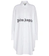 PALM ANGELS LOGO大廓形棉质混纺衬衫,P00602313