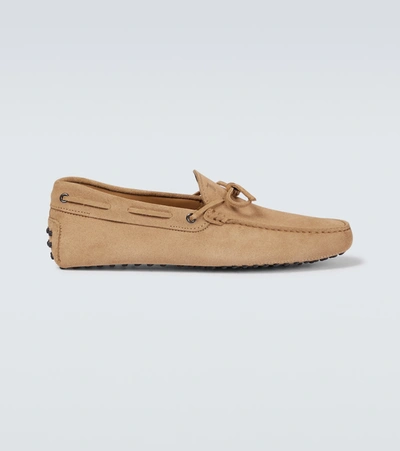 Tod's Gommino Driving Shoes In Suede In Light Brown