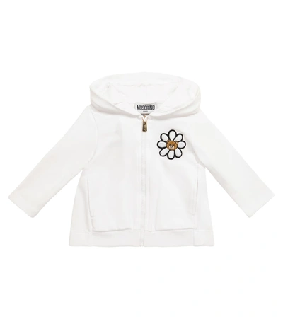Moschino Baby Printed Stretch-cotton Hoodie In White