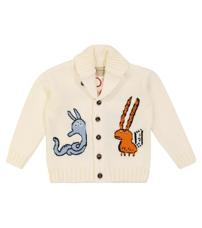 Gucci Babies' Wool Cardigan With Freya Hartas Motif In White