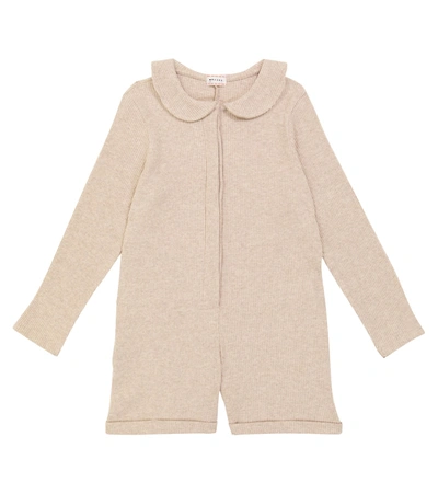 Morley Kids' Oisin Ribbed-knit Playsuit In Beige