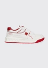 Valentino 20mm Roman Stud Leather Sneakers In R81 Bianco Rosso