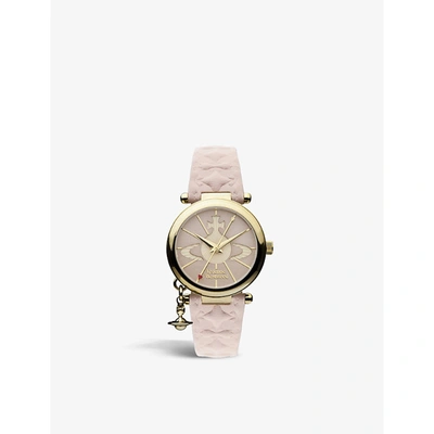 Vivienne Westwood Watches Vv006pkpk Orb Ii Gold-plated Pvd And Leather Watch In Gold/ Pink