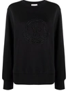 Moncler Rhinestone-embellished Logo Sweatshirt In Black