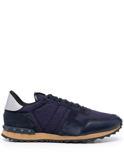 Valentino Garavani Multicolor Fabric And Suede Sneakers In Navy