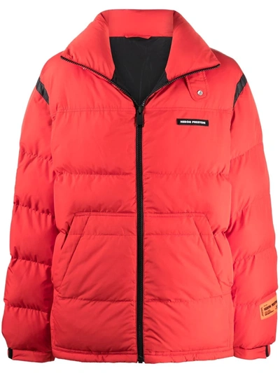 Heron Preston Logo Patch Padded Jacket In Red