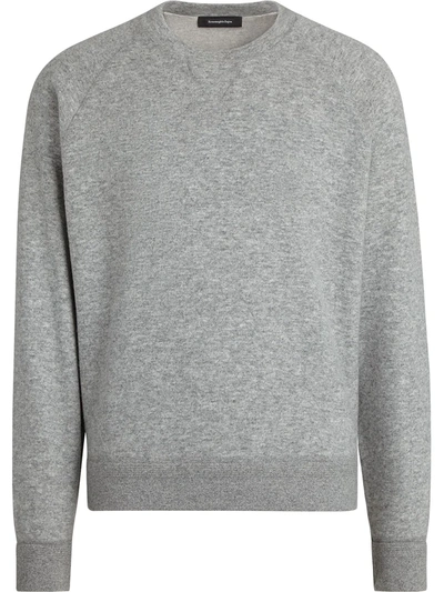 Ermenegildo Zegna Mélange-effect Crew-neck Sweatshirt In Grey