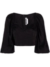 Rotate Birger Christensen Irina Puff-sleeve Blouse In Schwarz