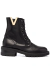Via Roma 15 Embellished Lace-up Combat Boots In Schwarz