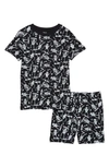 Tucker + Tate Kids' Glow In The Dark Fitted Two-piece Short Pajamas In Black - White Robots