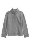Vineyard Vines Kids' Classic Mock Neck Half Zip Sweater In Light Heather Gray
