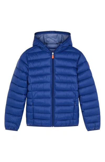 Save The Duck Kids' Hooded Water Repellent Puffer Jacket In Eclipse Blue