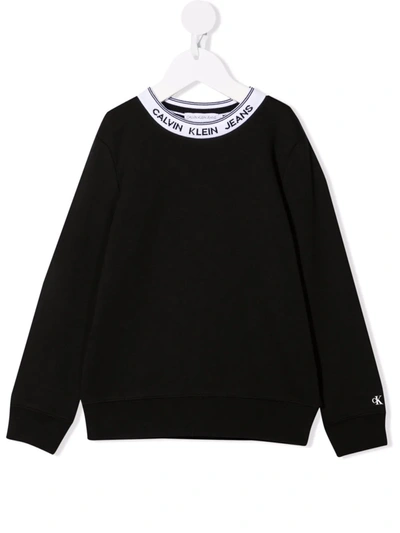 Calvin Klein Kids' Logo-print Organic Cotton Sweatshirt In Black