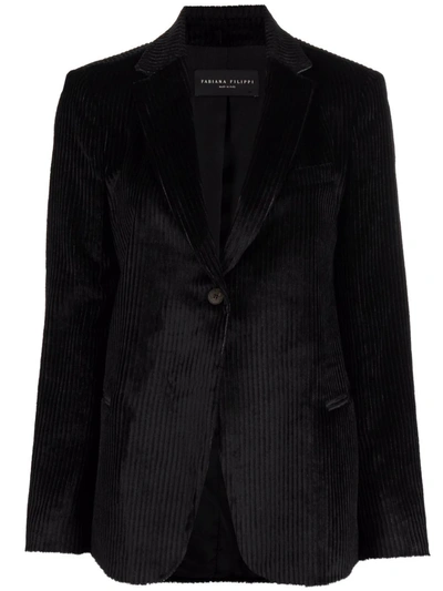 Fabiana Filippi Corduroy Single-breasted Blazer In Black