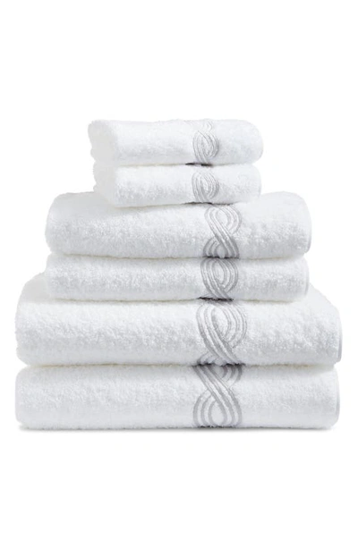Matouk Triple Chain 6-piece Towel Set In White/ Silver