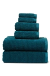 Nordstrom 6-piece Hydro Organic Cotton Blend Bath Towel, Hand Towel & Washcloth Set In Teal Seagate