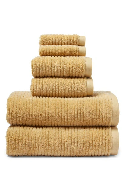Nordstrom 6-piece Hydro Organic Cotton Blend Bath Towel, Hand Towel & Washcloth Set In Yellow Cocoon