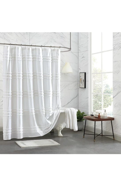 Dkny Chenille Stripe Shower Curtain In White