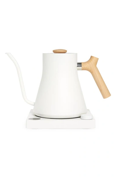 Fellow Stagg Ekg Electric Kettle In Matte White With Maple Accents