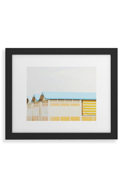 Deny Designs Sunny Beach Huts Framed Art Print In Black Frame 16x20