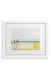 Deny Designs Sunny Beach Huts Framed Art Print In White Frame 24x36