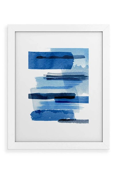 Deny Designs Feelings Blue Framed Wall Art In White Frame 13x19