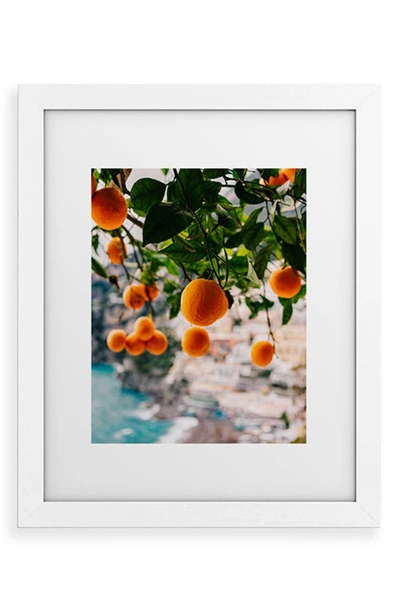 Deny Designs Amalfi Coast Oranges Framed Wall Art In White Frame 24x36