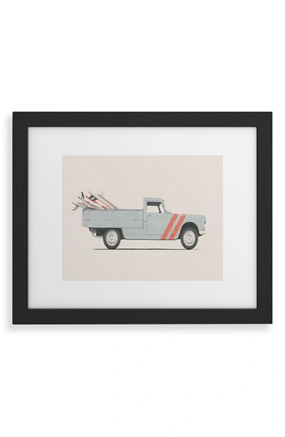 Deny Designs Surfboard Pick Up Van Framed Art Print In Black Frame 18x24