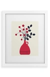 Deny Designs Red Vase Framed Wall Art In White Frame 24x36