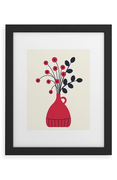 Deny Designs Red Vase Framed Wall Art In Black Frame 18x24