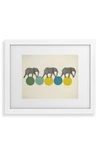 Deny Designs Traveling Elephants Framed Wall Art In White Frame 24x36