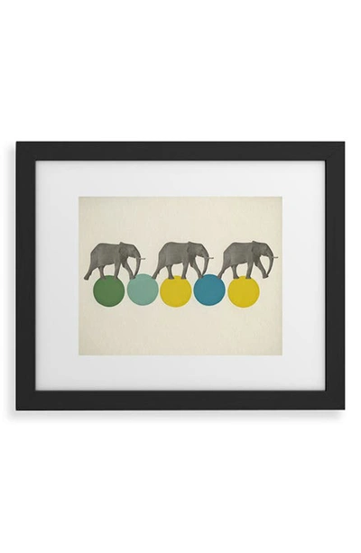 Deny Designs Traveling Elephants Framed Wall Art In Black Frame 13x19