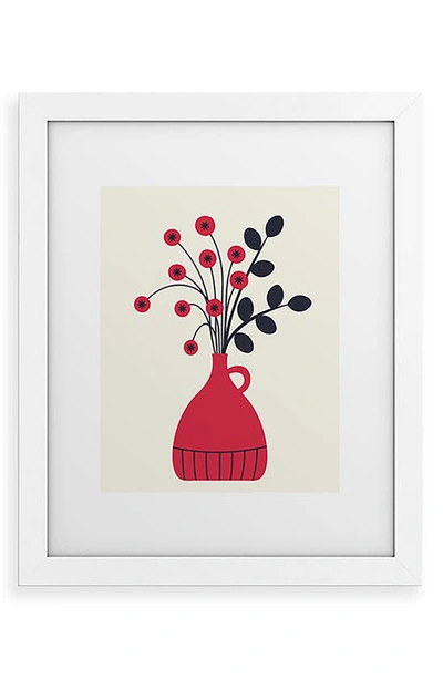 Deny Designs Red Vase Framed Wall Art In White Frame 8x10