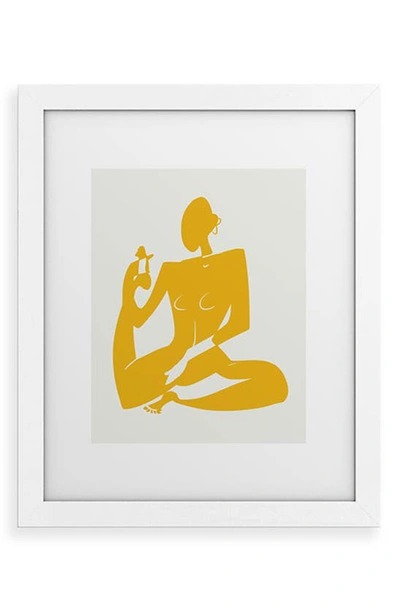 Deny Designs Yoga Nude In White Frame 11x14