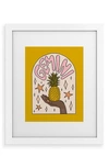 Deny Designs Gemini Pineapple Framed Wall Art In White Frame 16x20