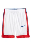 Nike Kids' Elite Basketball Shorts In White/ Red/ Game Royal