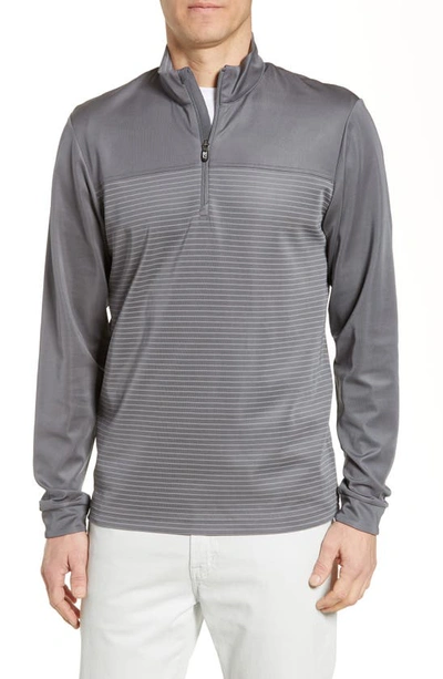 Cutter & Buck Traverse Regular Fit Stripe Quarter Zip Pullover In Elemental Grey