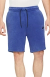 Nike Sportswear Tech Fleece Shorts In Deep Royal Blue/ Black
