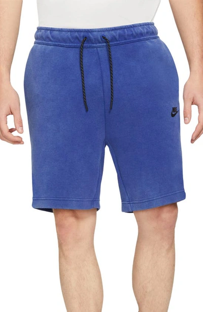 Nike Sportswear Tech Fleece Shorts In Deep Royal Blue/ Black