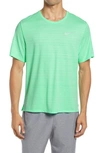 Nike Dri-fit Miler Reflective Running T-shirt In Green Glow/ Silver