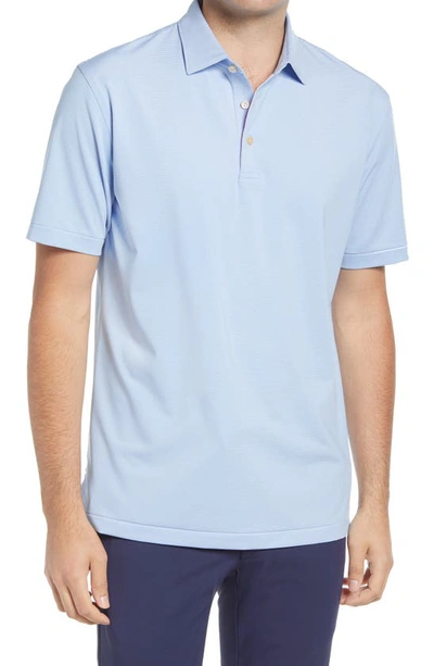 Peter Millar Jubilee Stripe Short Sleeve Performance Polo In Blue/ Palmer Pink