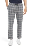 Open Edit E-waist Plaid Stretch Pants In Blue Pop Plaid