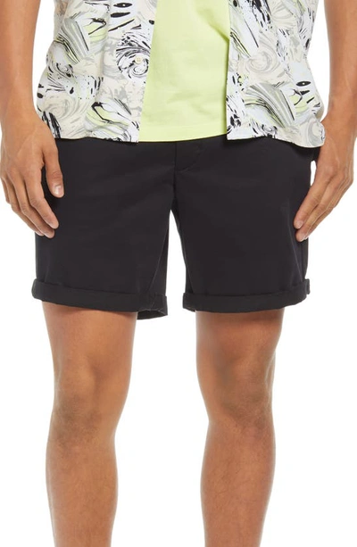 Open Edit Stretch Cotton Skinny Chino Shorts In Black