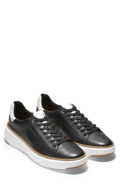 Cole Haan Grandpro Topspin Trainer In Black Leather / White