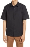 Club Monaco Standard Short Sleeve Button-up Shirt In Caviar