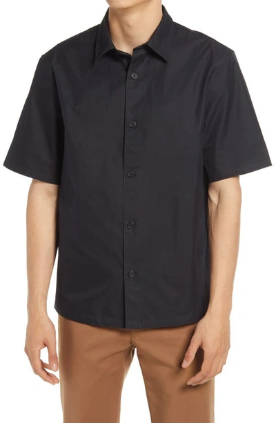 Club Monaco Standard Short Sleeve Button-up Shirt In Caviar