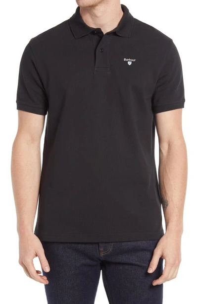 Barbour Logo Embroidered Polo Shirt In Black