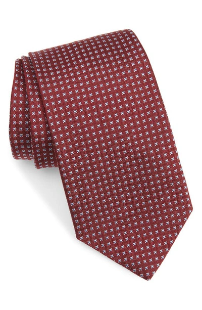 David Donahue Microdot Silk Tie In Red