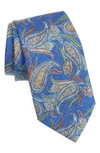 David Donahue Paisley Silk Tie In Blue